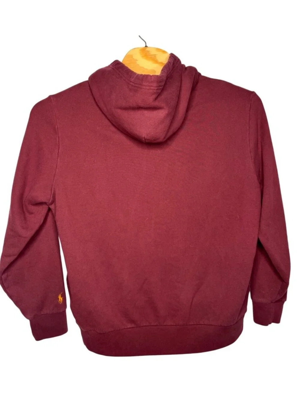 Polo Ralph Lauren Mens Pullover Maroon Hoodie Sweatshirt Gold Logo XL Casual